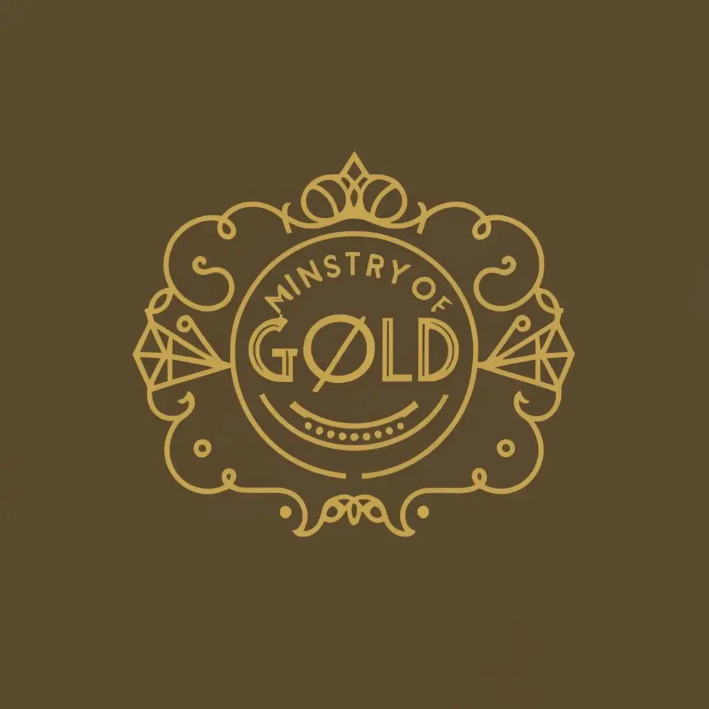 a logo design,with the text "Ministry of Gold", main symbol:gold-plated cigars, gold-plated chocolate truffles and chocolate bars, gold-plated soap, etc,Minimalistic,clear background