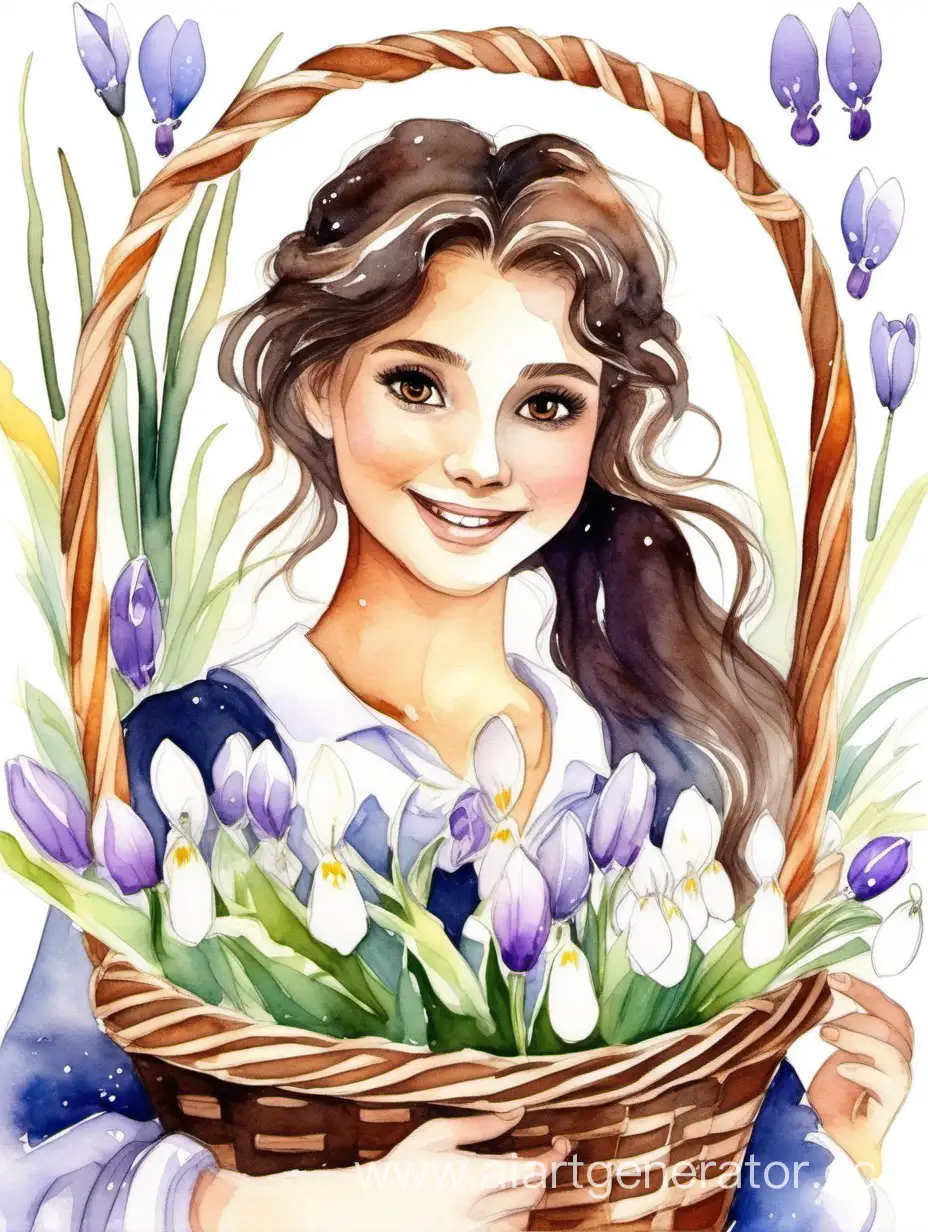 Charming-Girl-with-Spring-Flowers-Basket-Sunny-Spring-Watercolor-Portrait