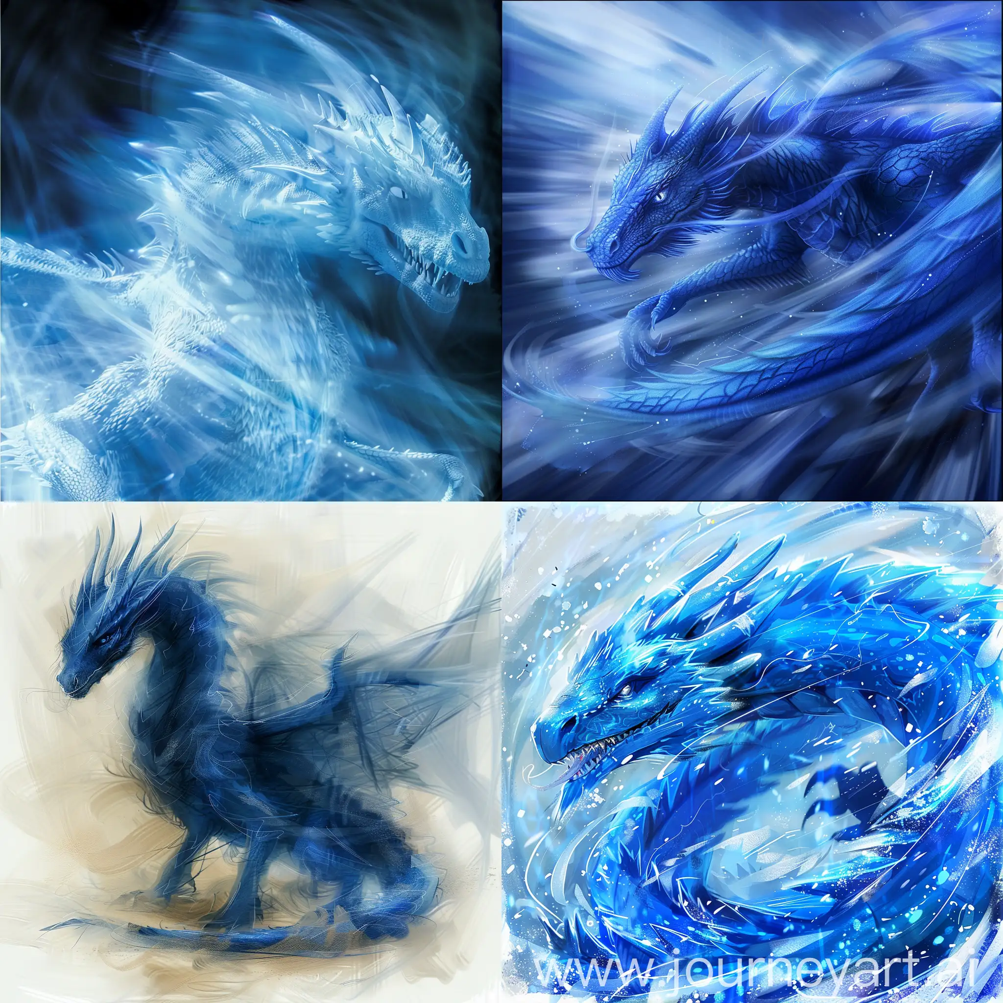 Dynamic-Pointillism-Blue-Dragon-Sculpture