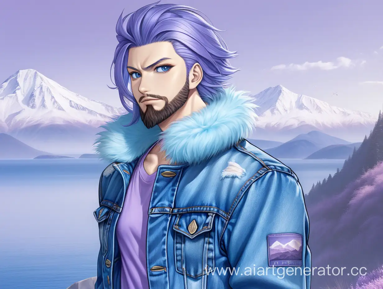 Anime-Portrait-of-Cybernetic-Young-Man-with-Blue-Hair-and-Prosthetic-Arm-in-Mountainous-Landscape
