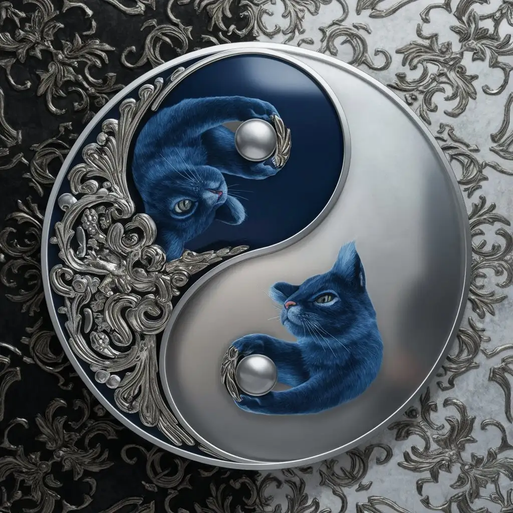 Blue-and-Silver-Yin-Yang-Symbol-with-Embedded-Blue-Feline