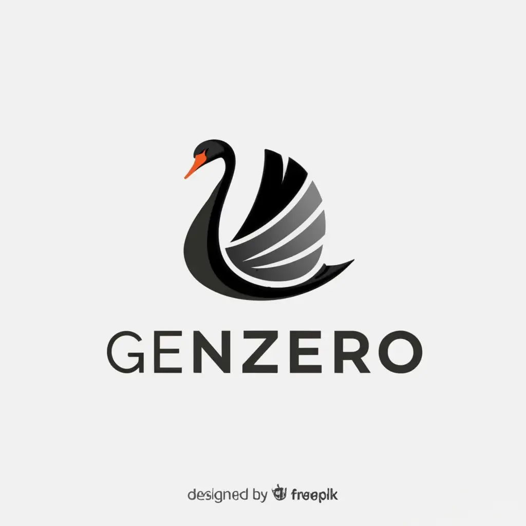 a logo design,with the text "GENZERO", main symbol:black swan,Moderate,clear background