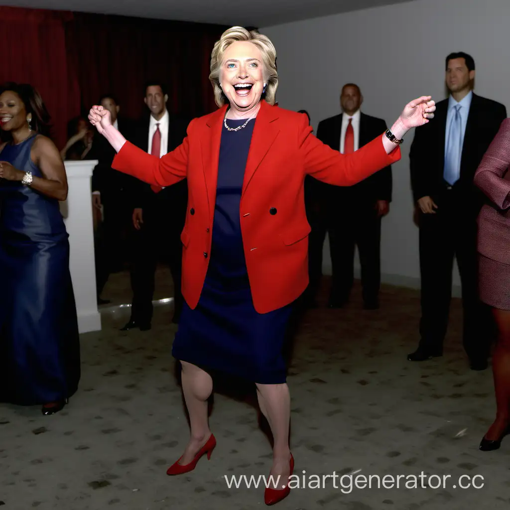 Hillary-Clinton-Elegantly-Dances-in-Red-Jacket-and-Heels