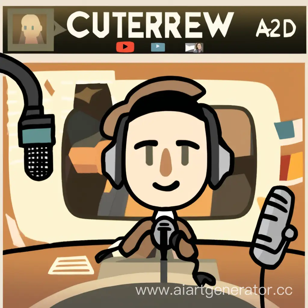 Создай аватар в 2D для канала на Ютуб, который делает нарезки интервью, под названием *CUTTERWW*. на аватаре должен быть микрофон в старом стиле