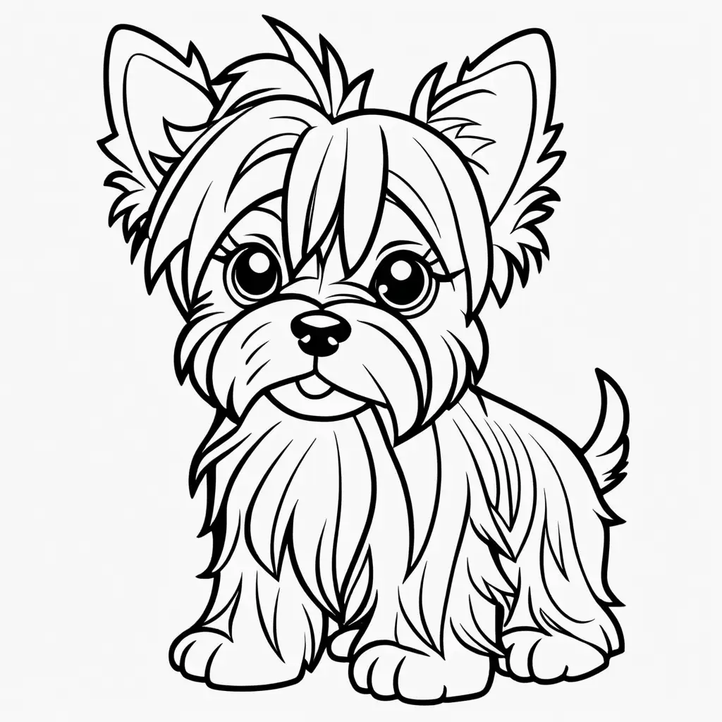 coloring page cute puppy yorkshire terrier simple