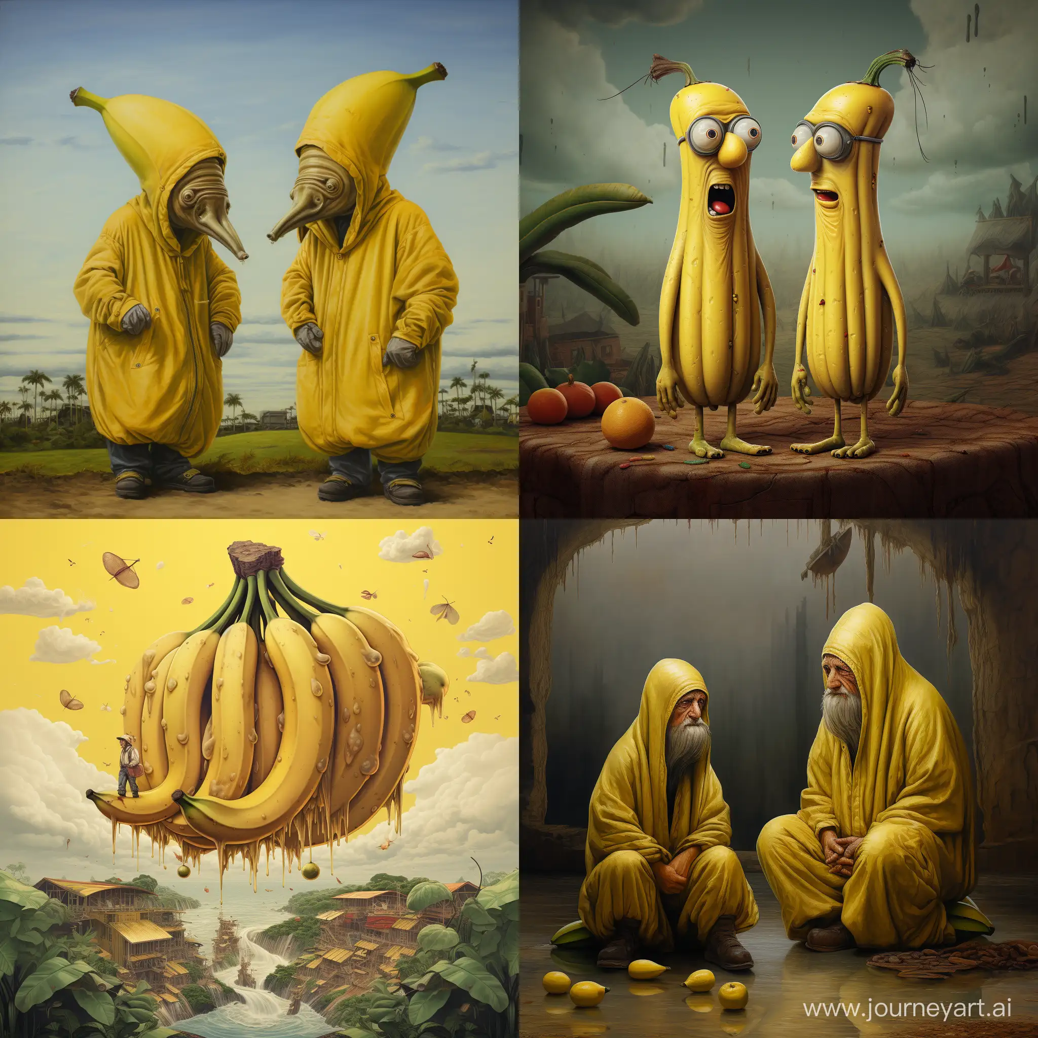 Иллюстрация, 2 банана::1.1 спорят о смысле жизни
