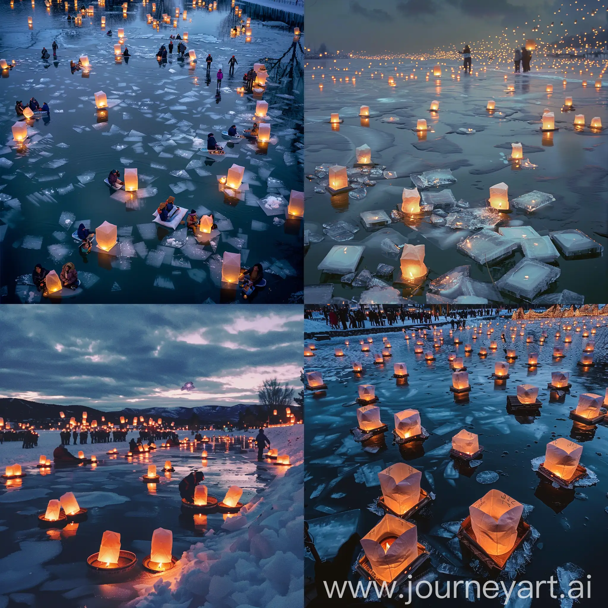 Lantern-Floating-Event-on-Ice-Ethereal-Gathering-of-Illuminated-Lanterns