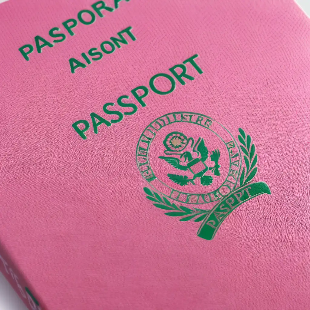 Vibrant Pink and Green Passport on White Background
