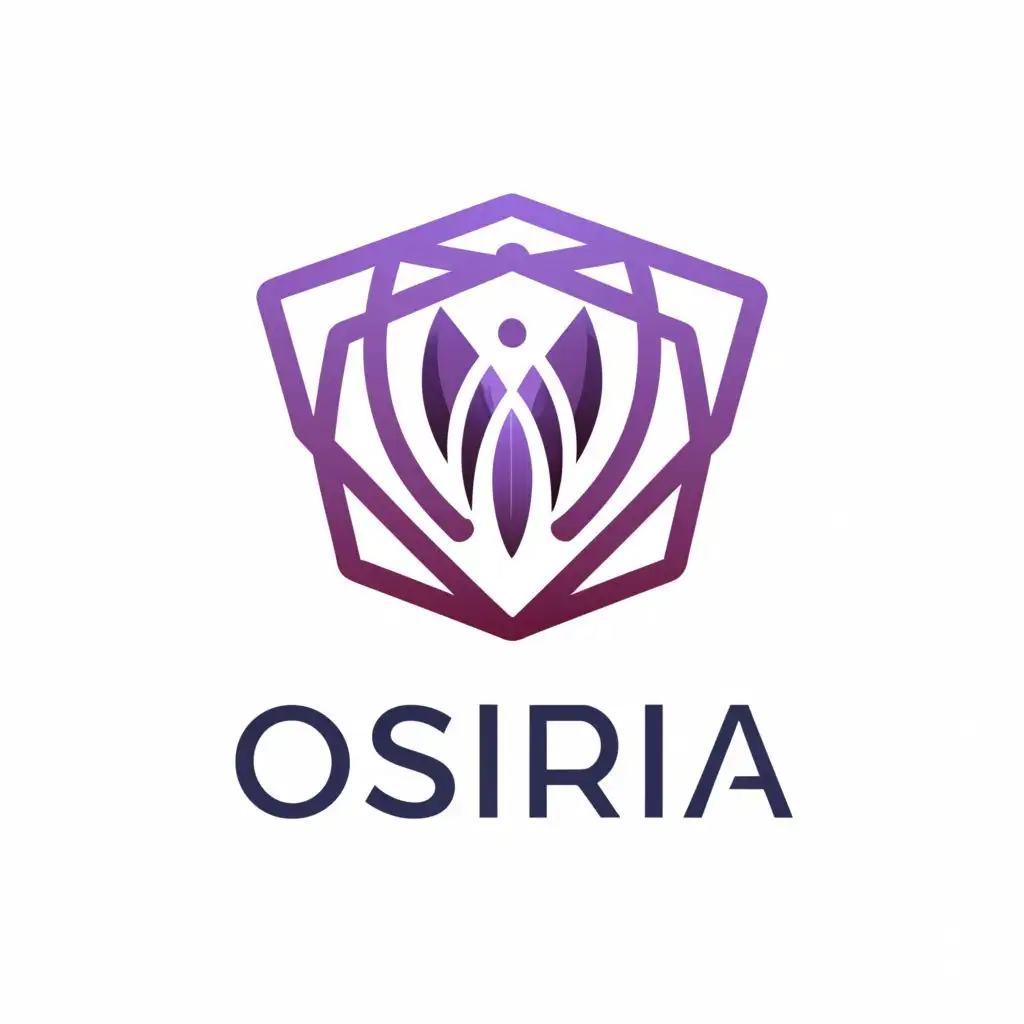 logo, Design a flat vector, emblem logo for Osiria by combining the symbol of the Osiria rose with contemporary geometric elements. Opt for a color combination of royal purple and shimmering silver to exude sophistication and creativity. Presented in a detailed and visually captivating manner against a plain white backdrop., with the text "Osiria", typography, be used in Internet industry