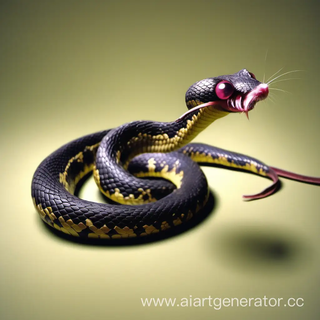 Playful-Encounter-Snake-and-Mouse-in-Whimsical-Harmony