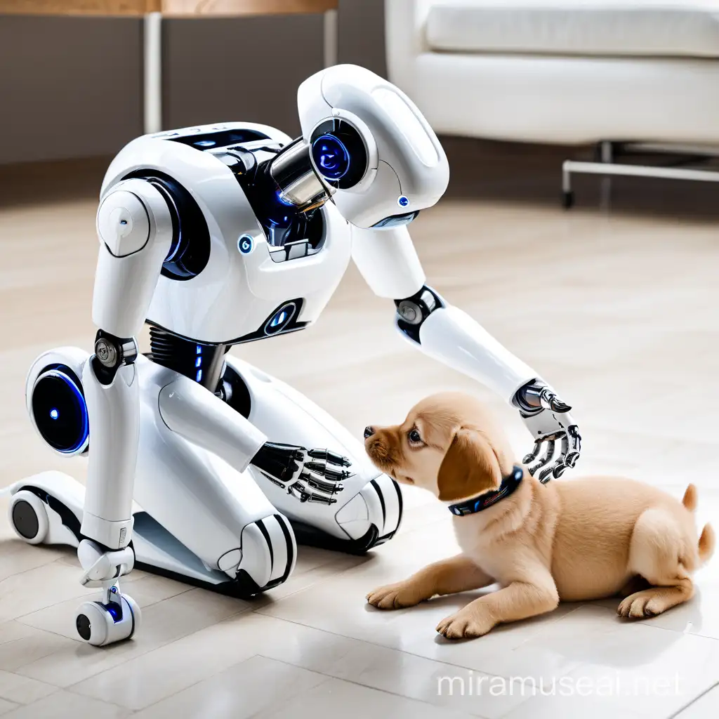 imagen de un robot sanandoa un perrito 