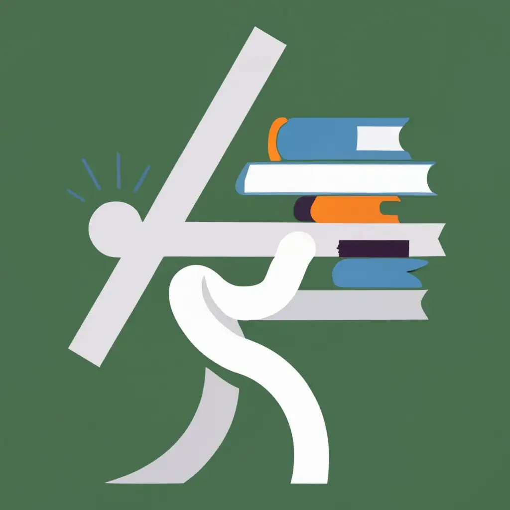 LOGO-Design-For-Education-Dynamic-Figure-Holding-Steel-Girder-with-Books