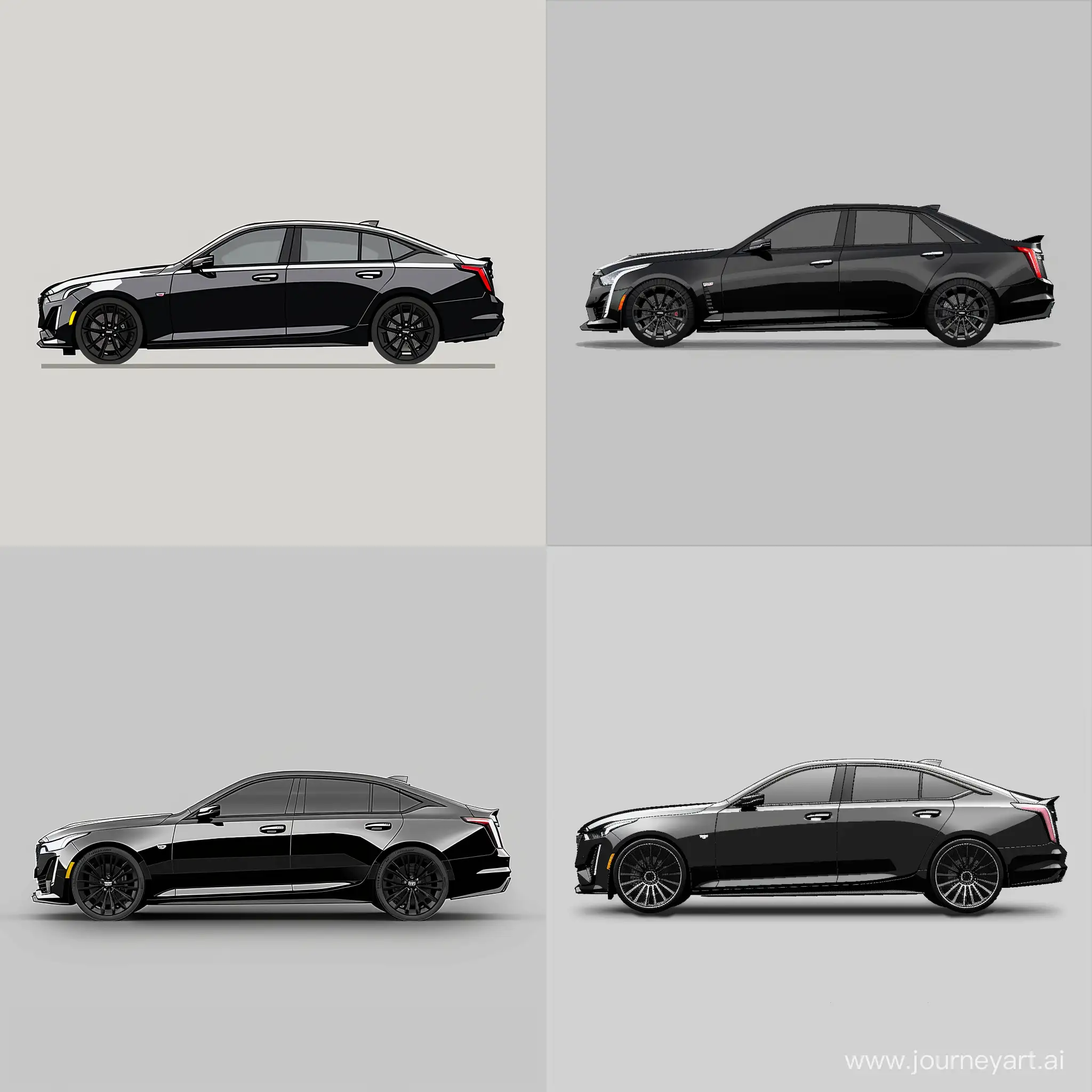 Cadillac-CT5-Pixel-Art-Black-Side-View-on-Simple-Gray-Background