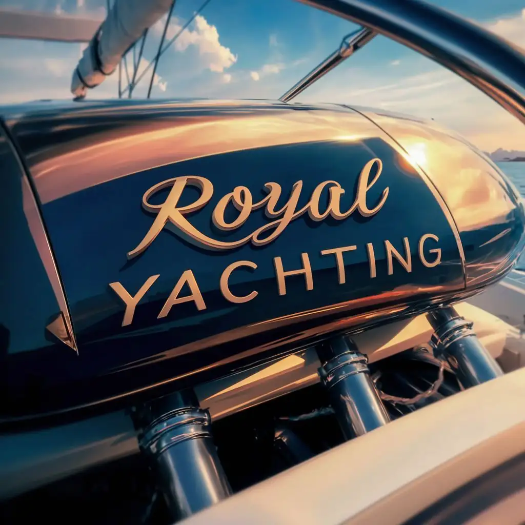 logo, logo, realistic name on yacht engine, real, logo based, with the text "Royal Yachting", typography, 3d, 2d, with the text "Royal Yachting", typography