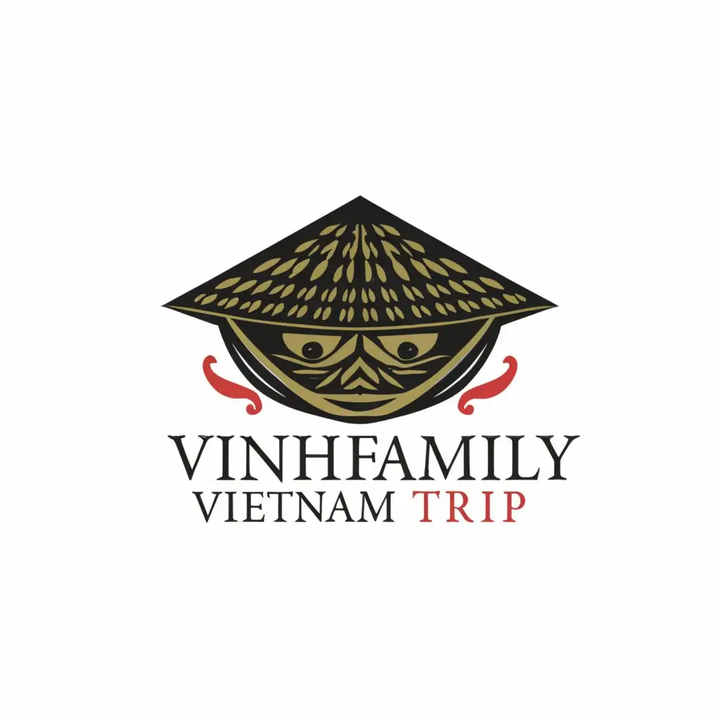a logo design,with the text 'Vinh Family trip vietnam', main symbol:asian hat, plane,complex,be used in Travel industry,clear background