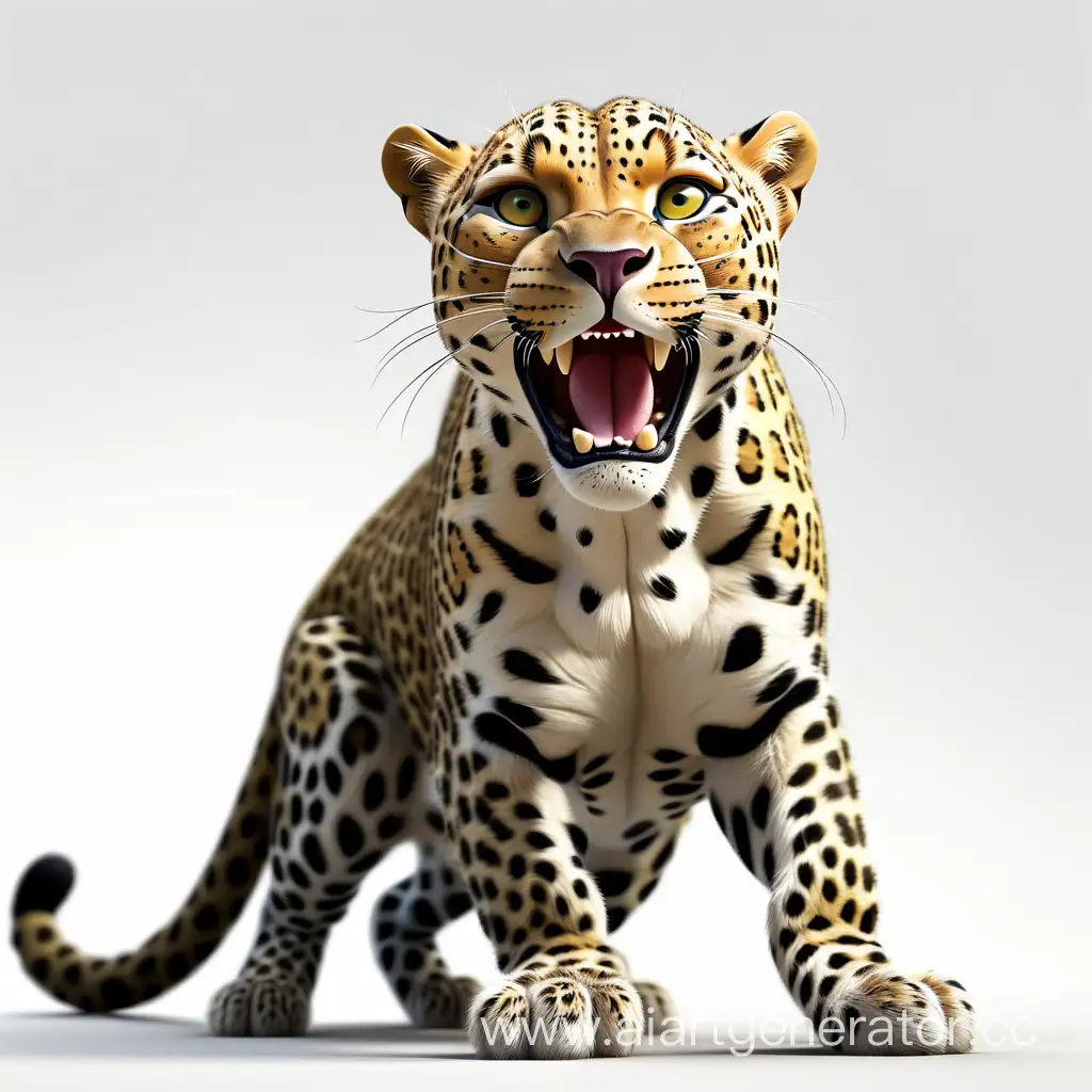 леопард,   динамичная поза, игра теней,высокая детализация,  белый фон, высокое качество, 4K
