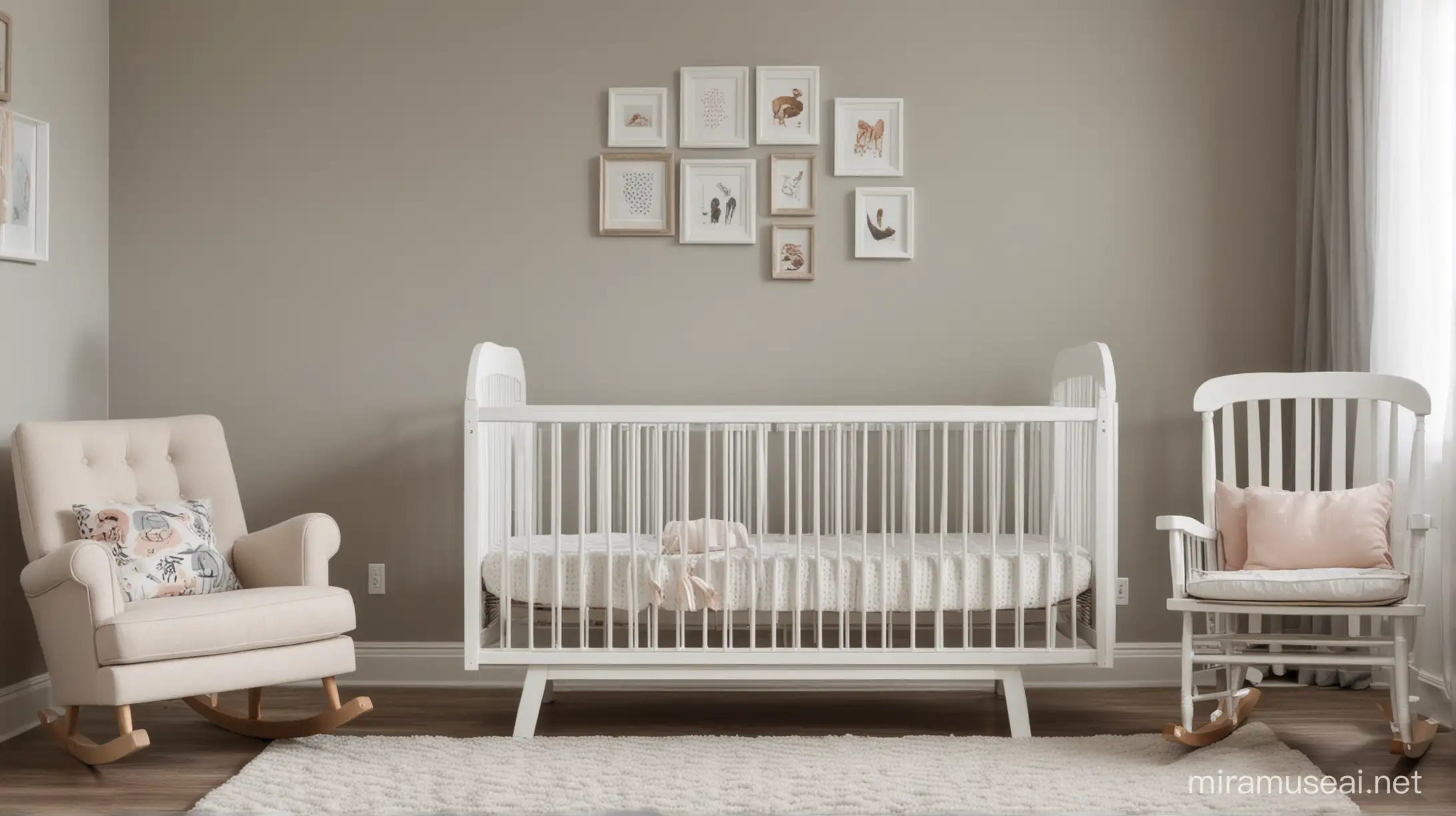 cute nursery room crib and rocking chair

