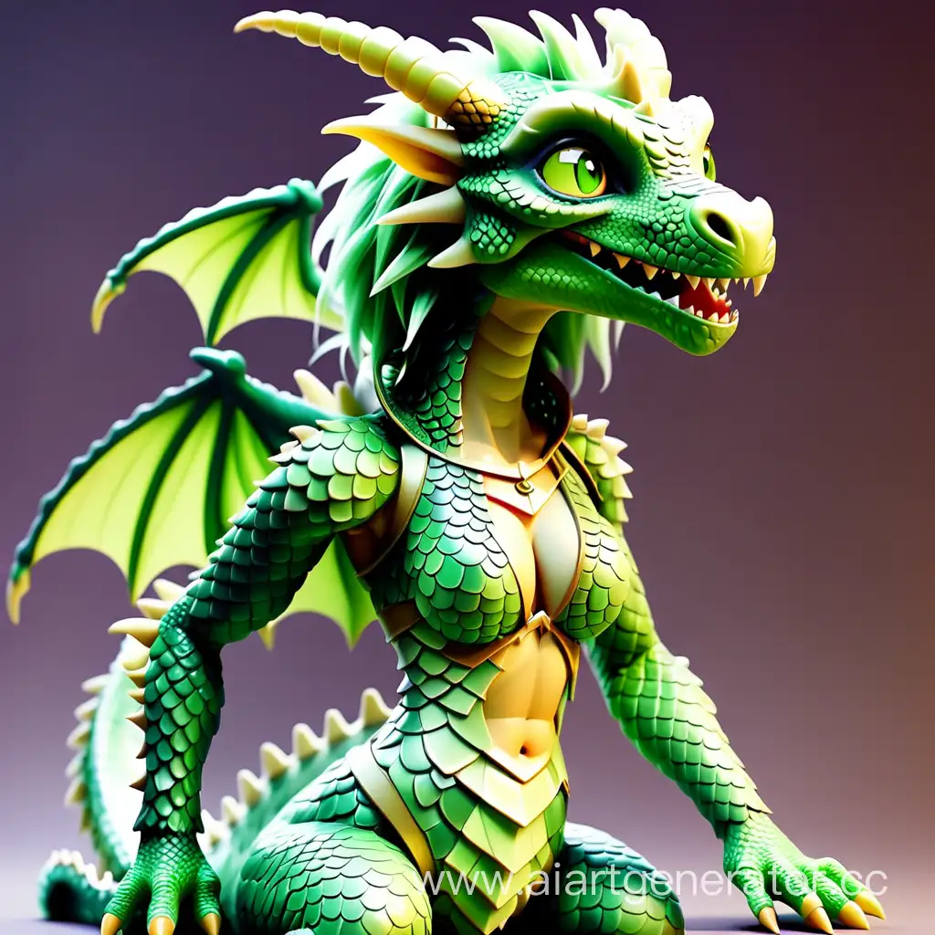 Plastic-Girl-Furry-Dragon-HumanScaly-Hybrid-Creature-in-Green