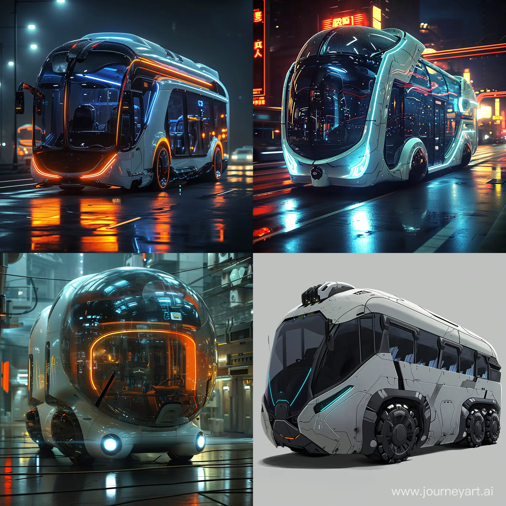 Futuristic bus, impact-resistant materials, artstation, DeviantArt, science fiction --v 6