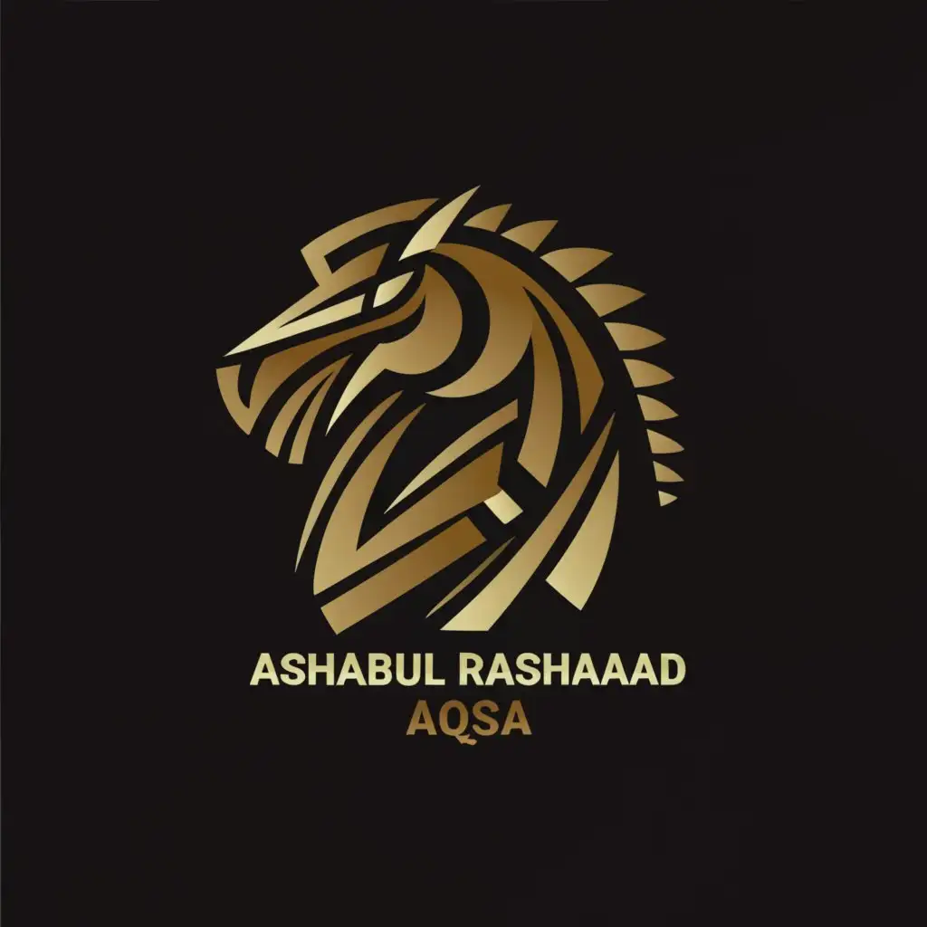 a logo design,with the text "ashabul rashaad aqsa", main symbol:war horse,Minimalistic,clear background