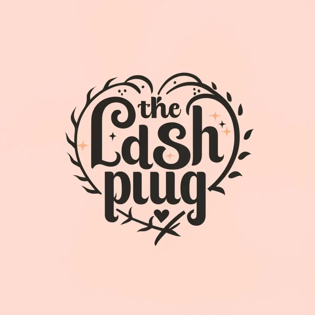 logo, heart, bold font, with the text "The Lash Plug", typography, be used in Beauty Spa industry