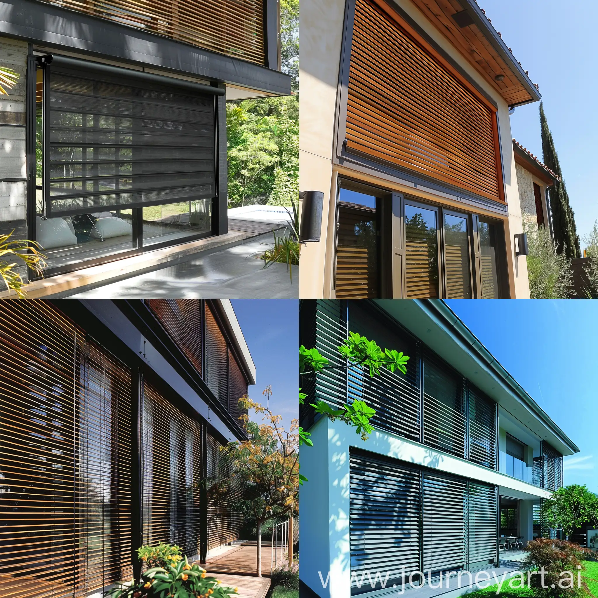 Building exterior window shades designs