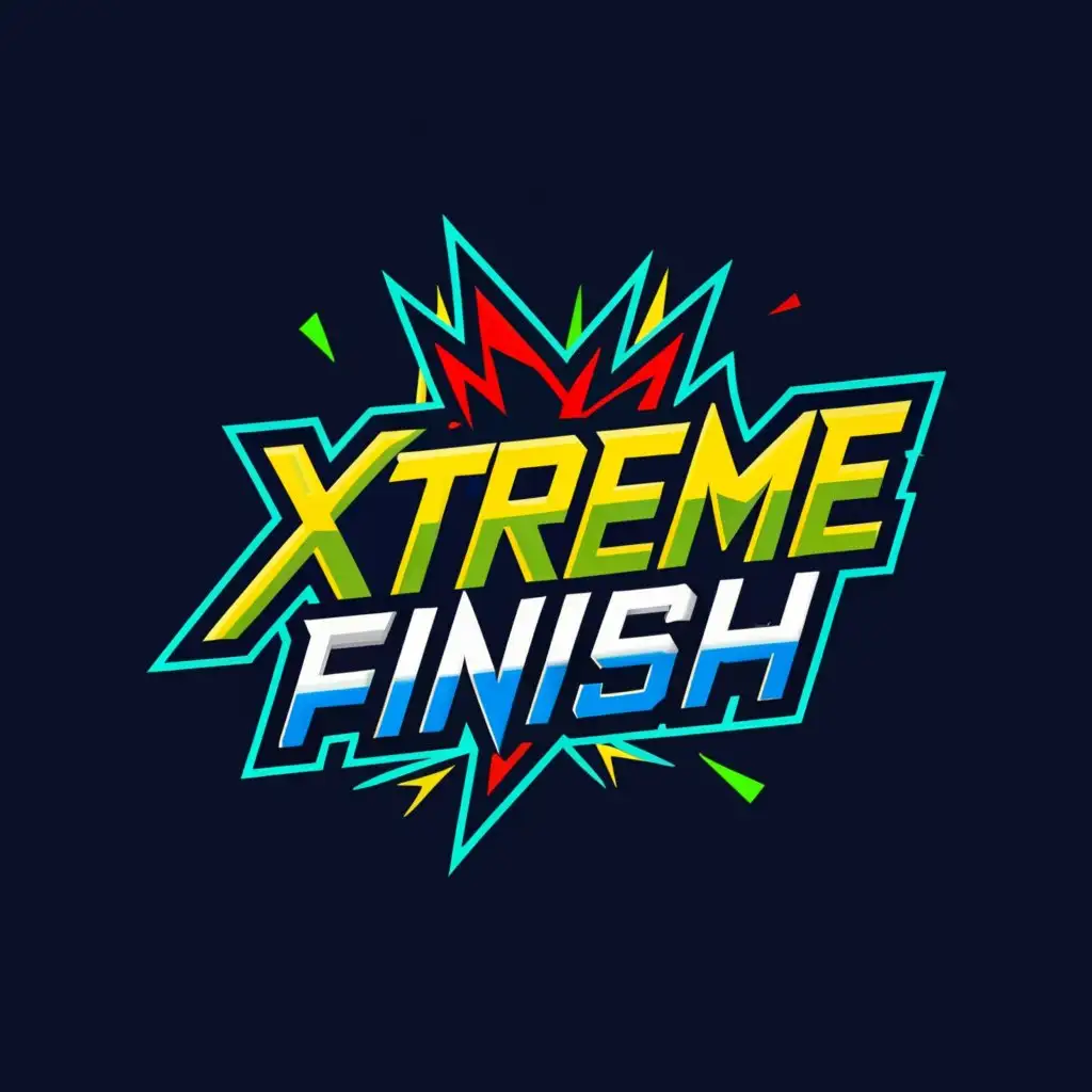 a logo design,with the text "Xtreme Finish, main symbol:Complex explosive sport scoring technology blue green yellow red,Moderate,be used in Sports Fitness industry,clear background"
