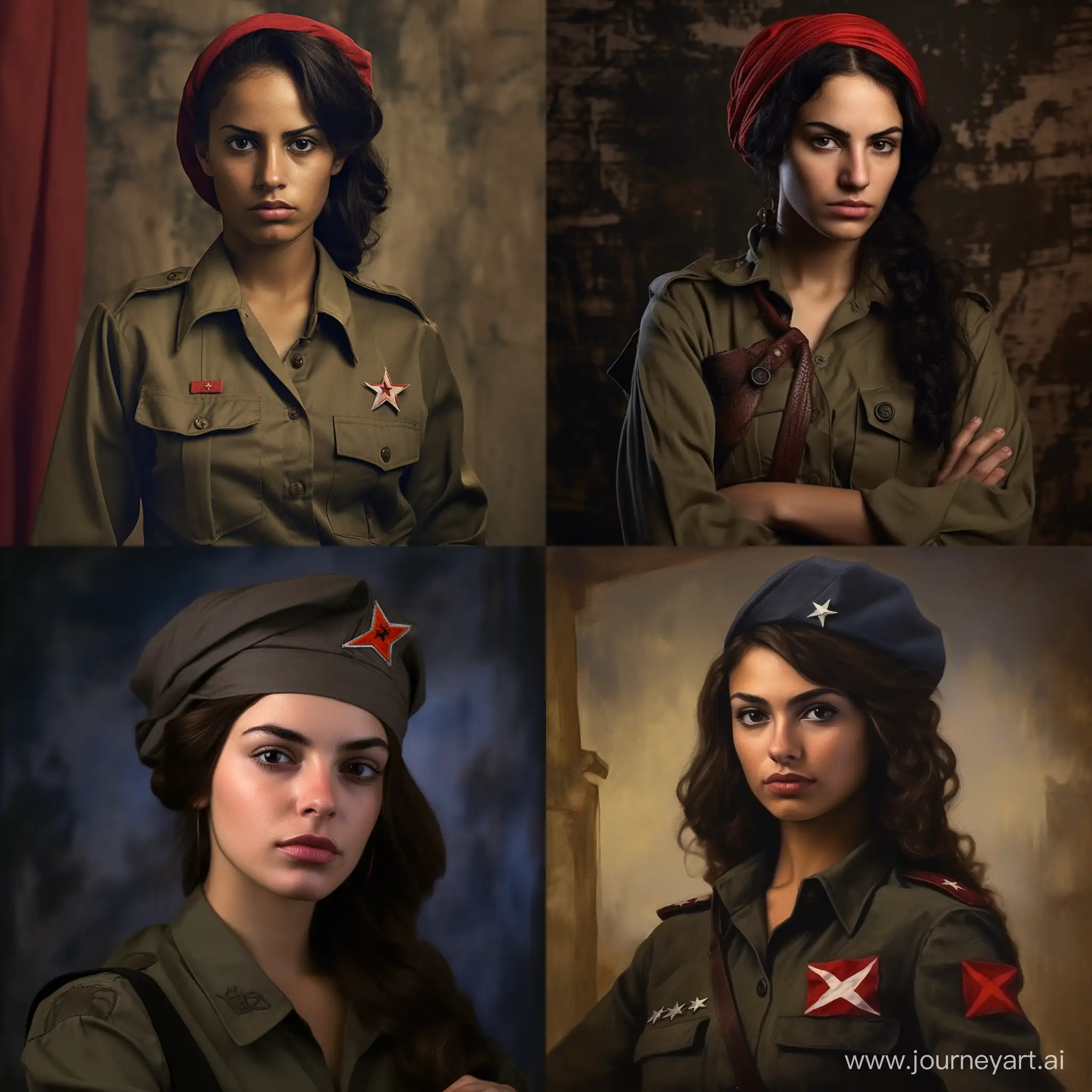 Cuban-Revolutionary-Woman-in-Realistic-Uniform-Portrait