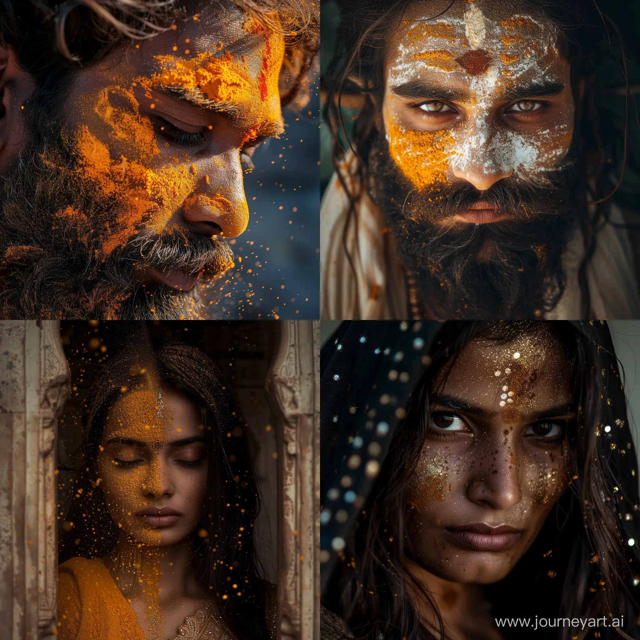 To rabaris  rajasthan  whit a lot holy powder on face portrait half body foto realistisch  background holy powder fuji xt4 50mm