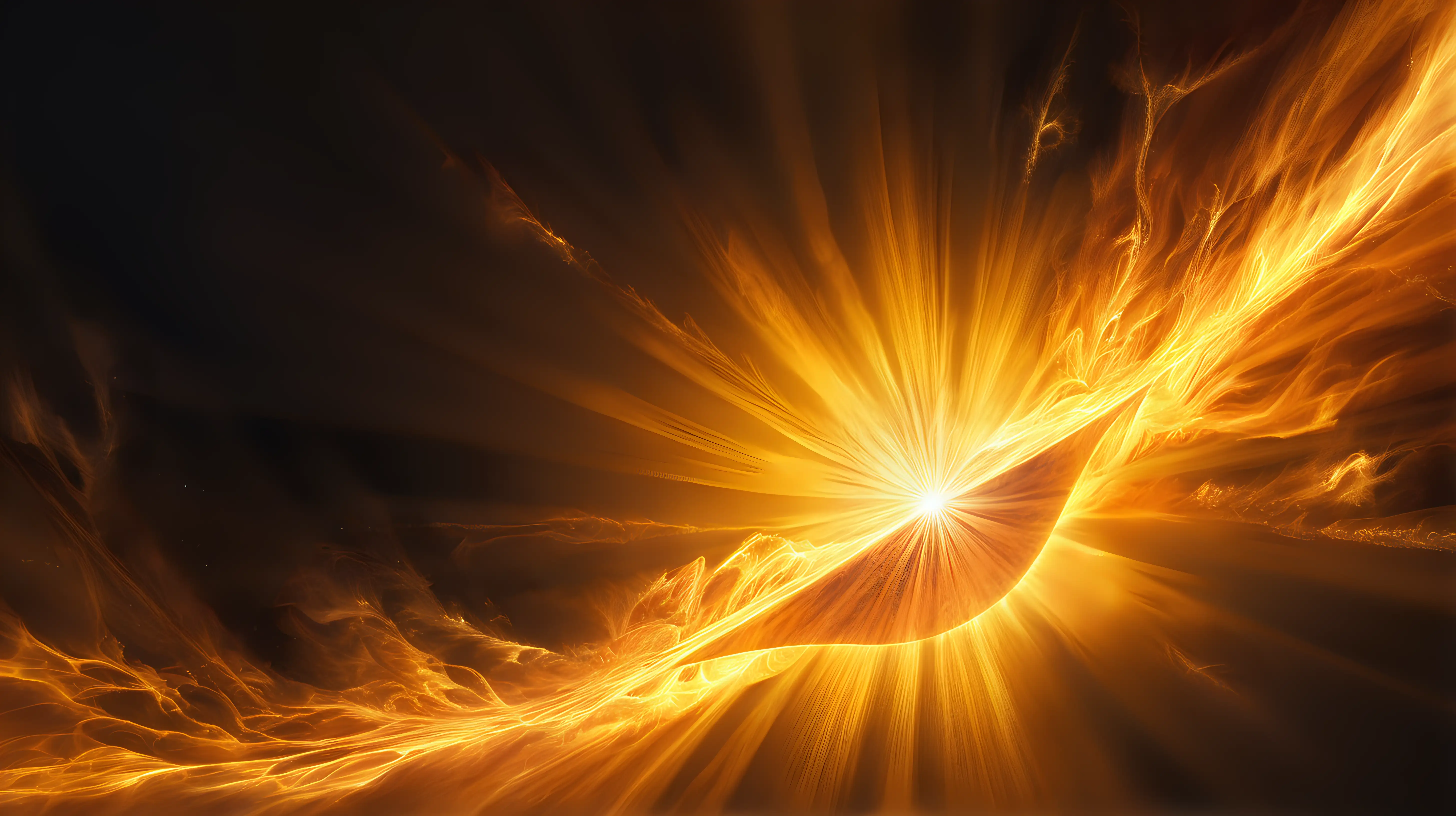Bursting rays of warm yellows and oranges against a dark backdrop, mimicking the vibrant energy of a solar flare.