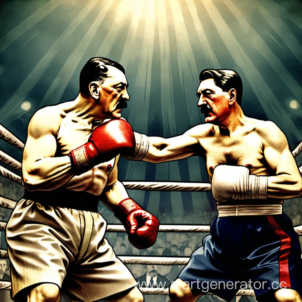 Historical-Rivals-Adolf-Hitler-and-Joseph-Stalin-Engage-in-Boxing-Match