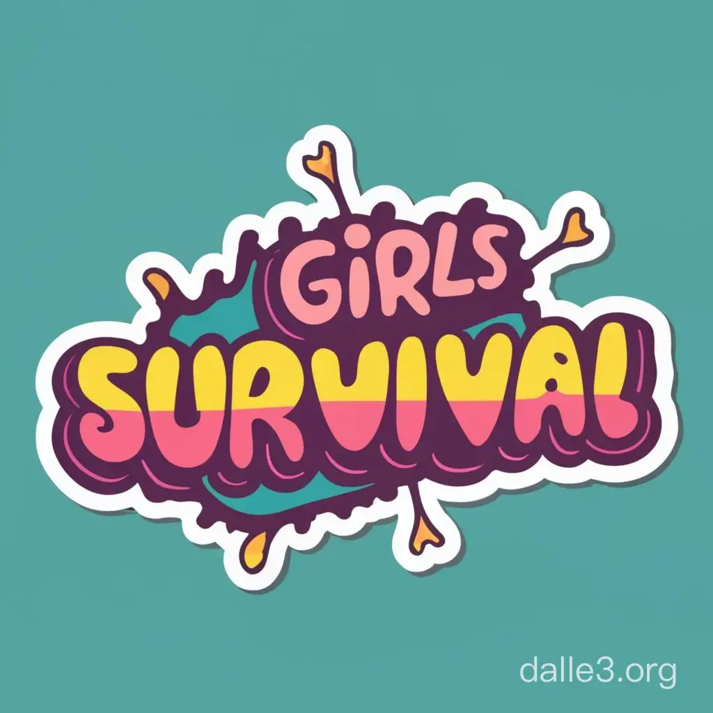 for Girls Survival sticker, png background, professional vector, detailed, Printable Sticker