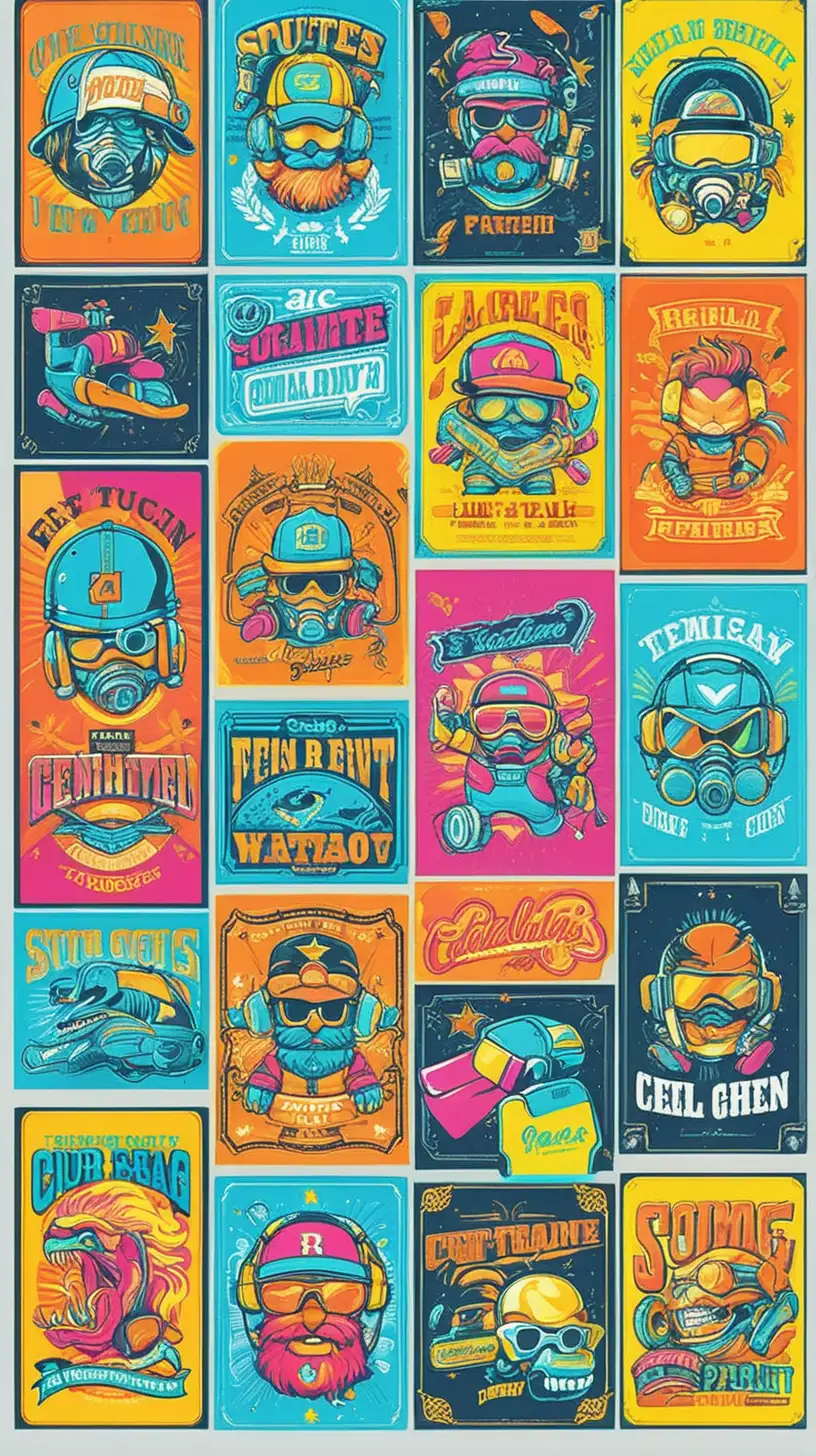 Cool tee shirt graphics, using bright colors