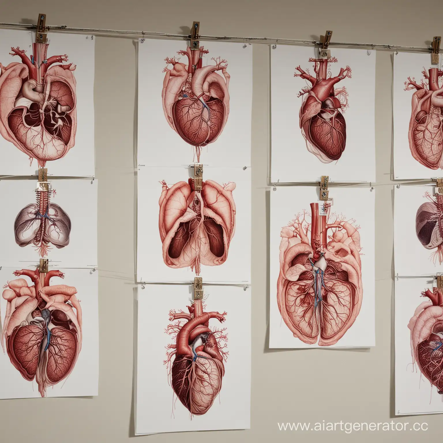 Anatomical-Organs-Displayed-on-ThreadHung-Photographs