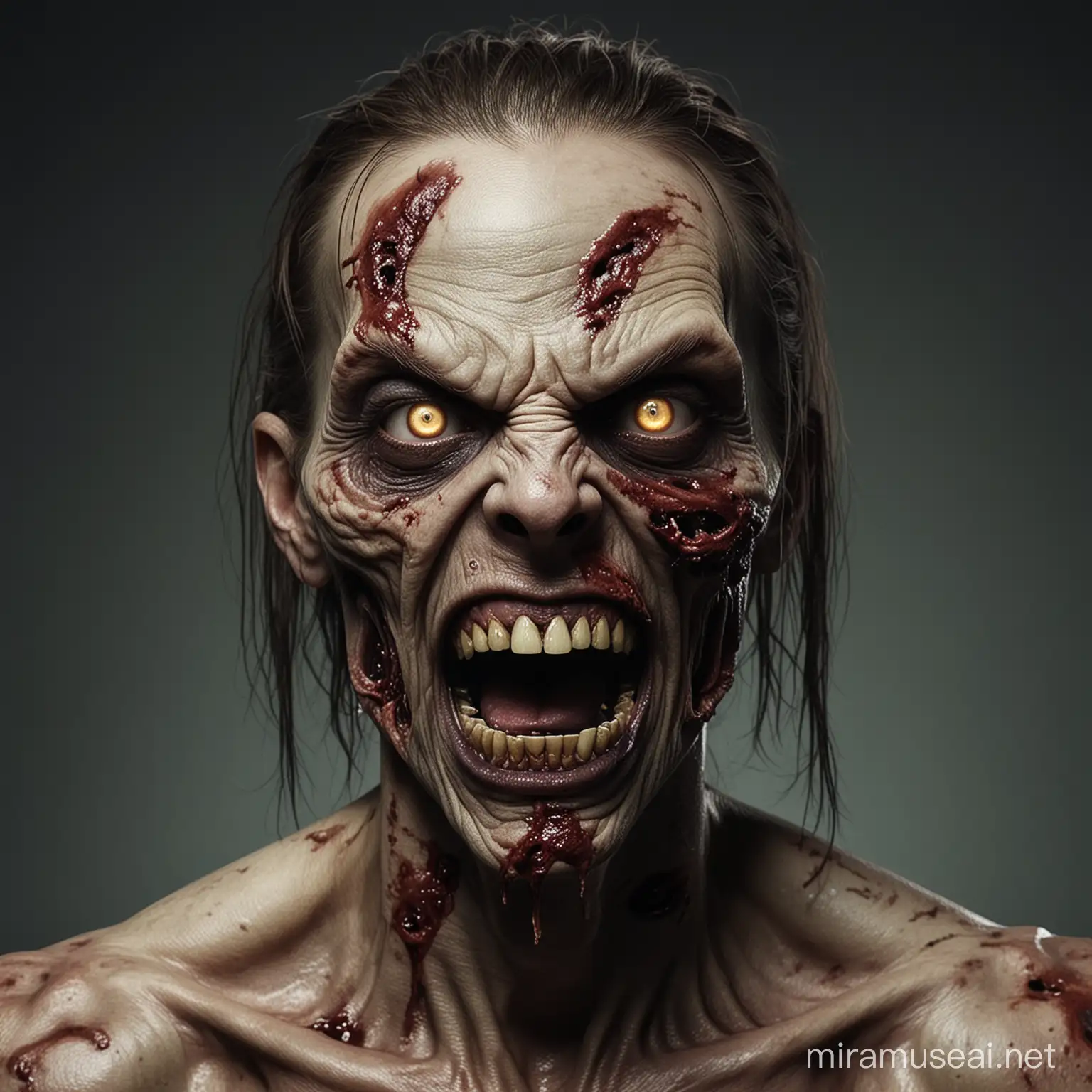 zombie Simi buff with a mouth as its face with sharp teeth 