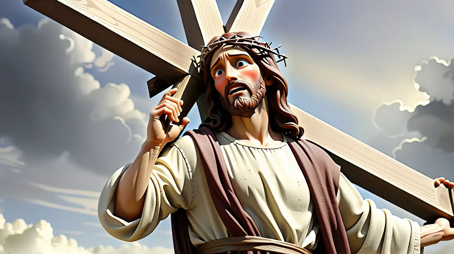 Jesus, carries the cross