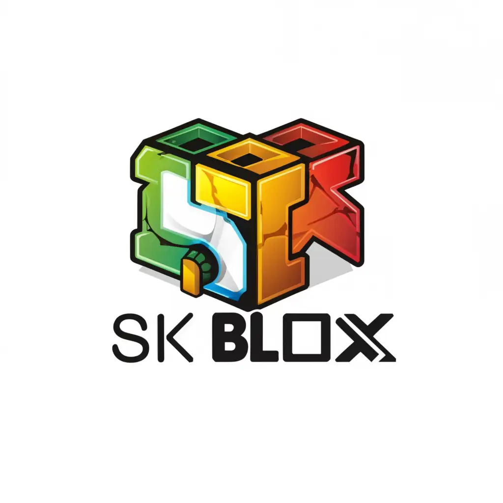 a logo design,with the text "SK Blox ", main symbol:Roblox,Moderate,clear background