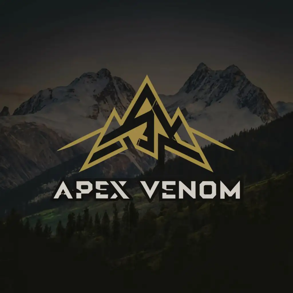 a logo design, with the text "APEX VENOM", main symbol: make mountain by the APEX and knife for X, complex, be used in Sports Fitness industry, clear background