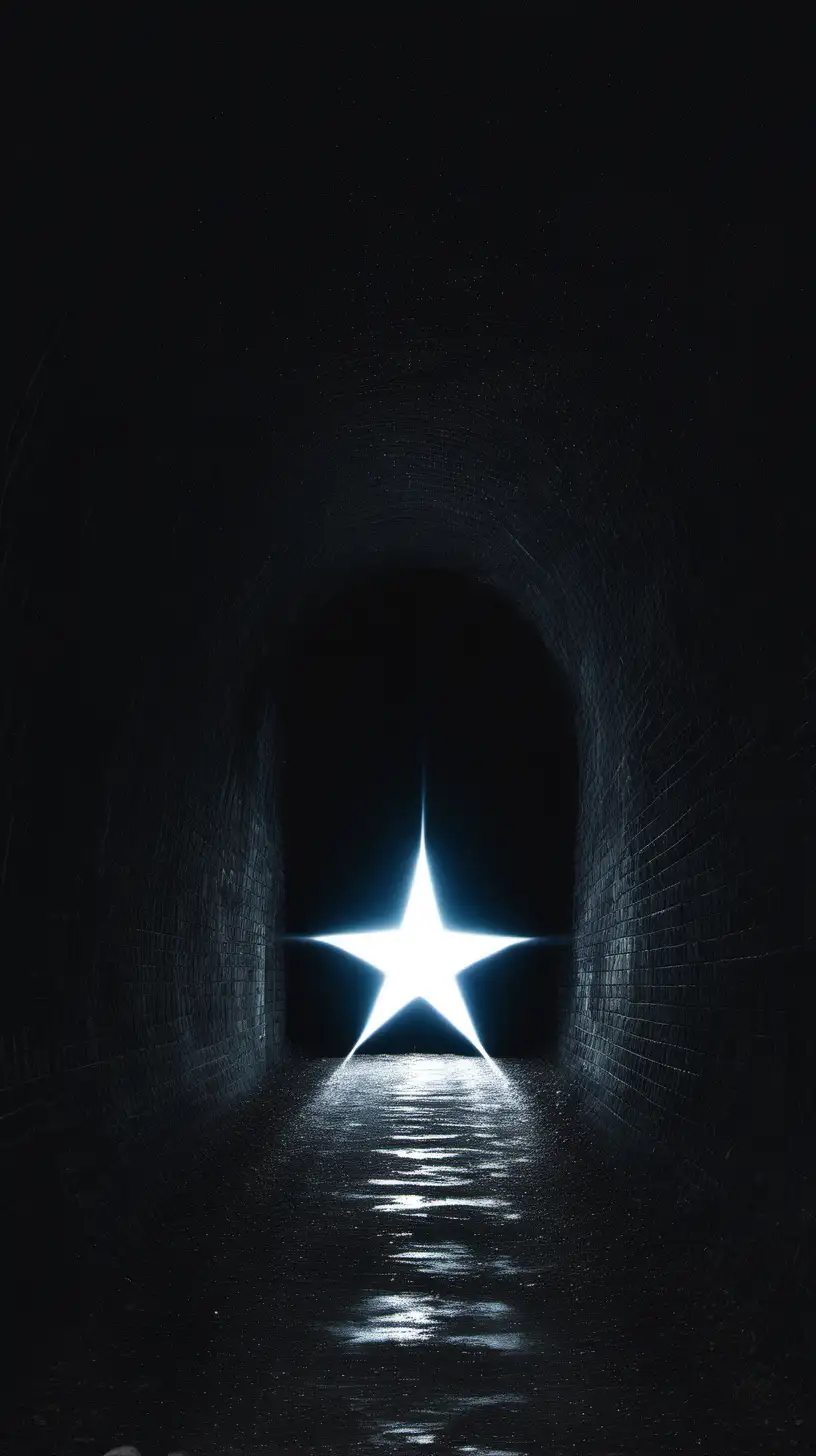 dark tunnel with a bright star at the end