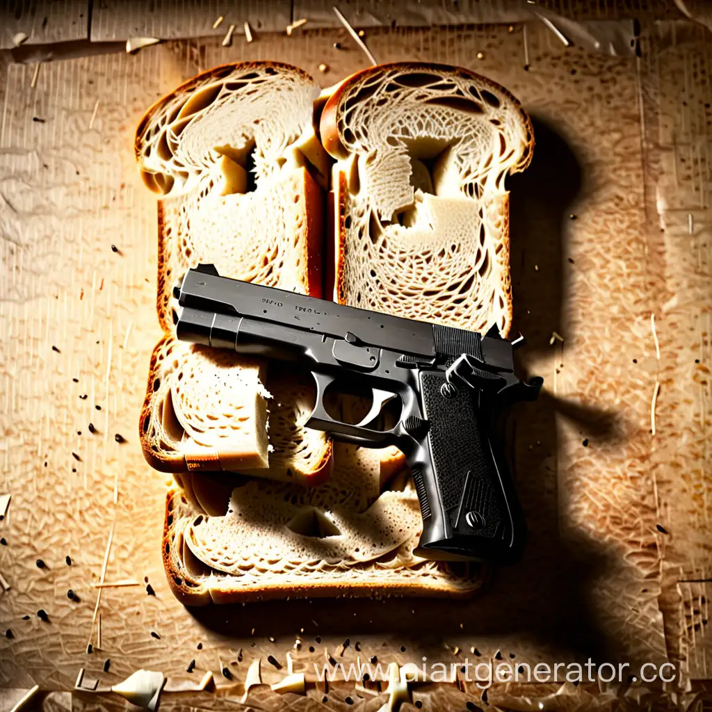 Пистолет между кусками хлеба
