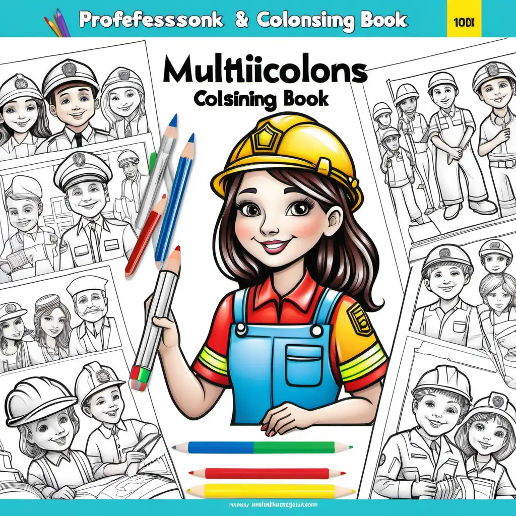 multicolored coloring book professions cover