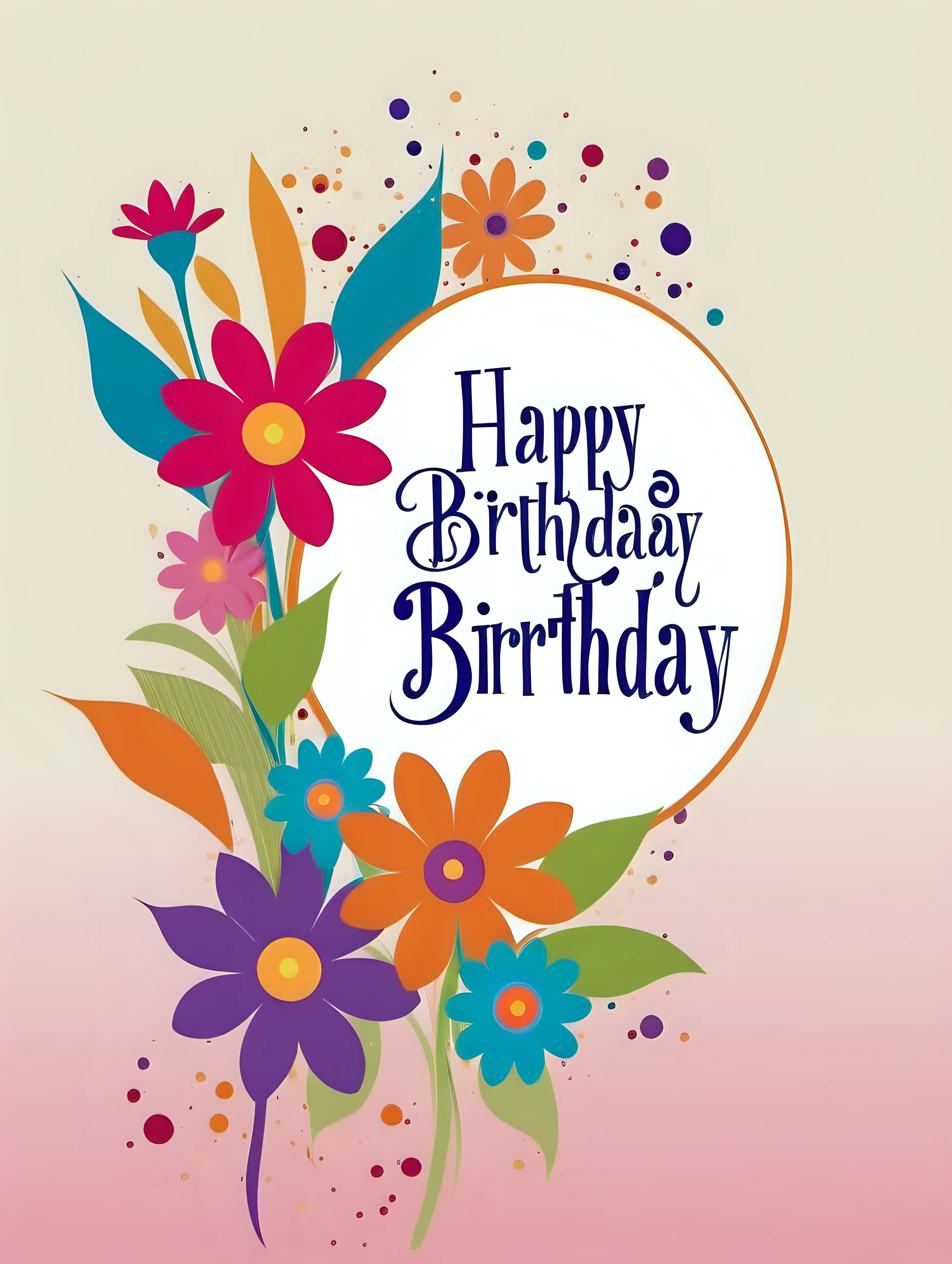 Vibrant Floral Birthday Greeting Card Design with Customizable Text