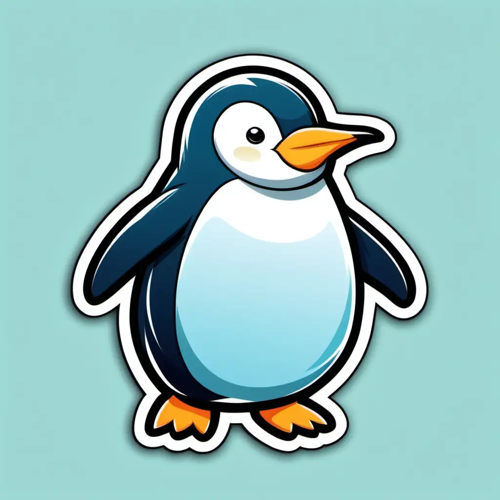 Adorable Penguin Sticker Style Illustration