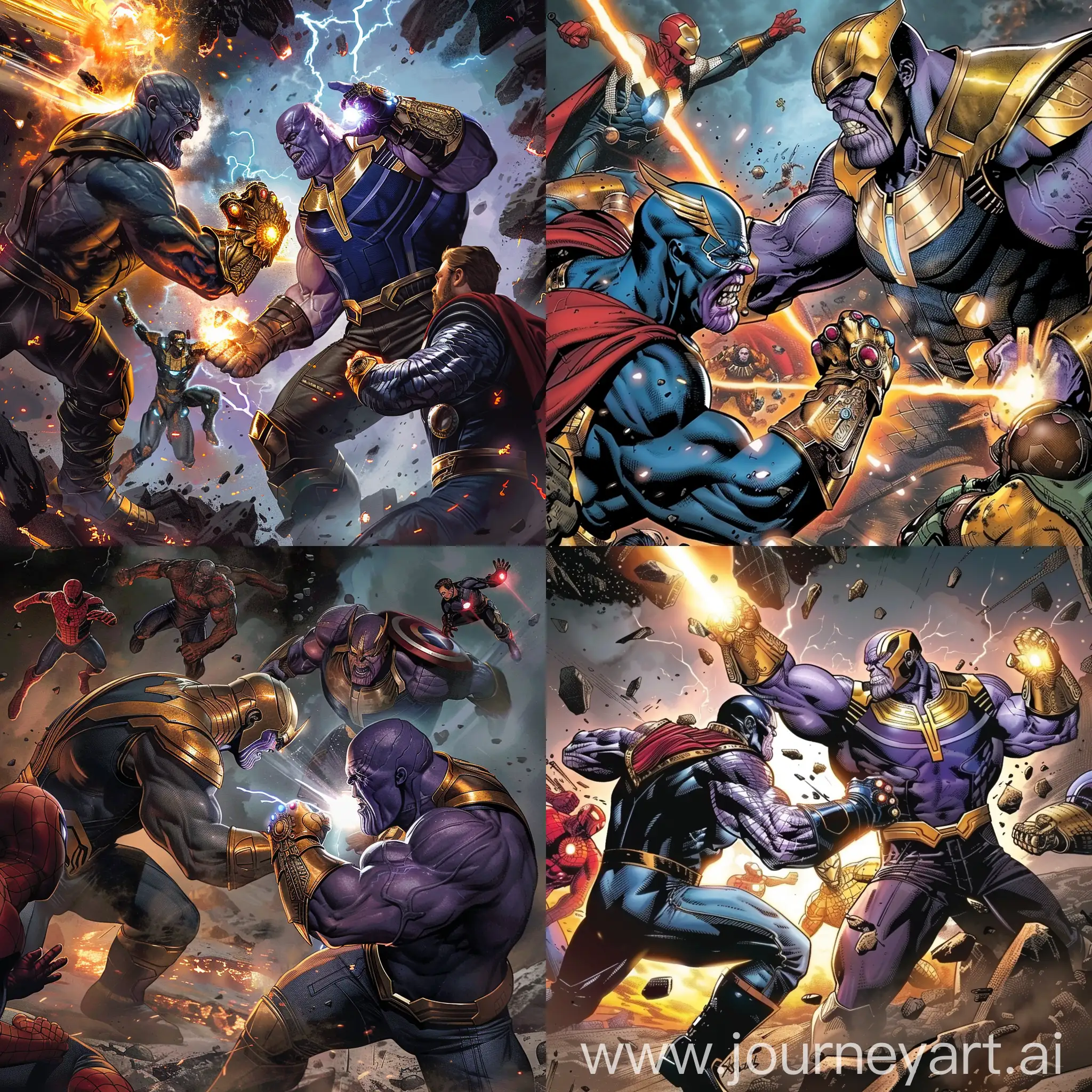 Thanos fight with marvel heroes