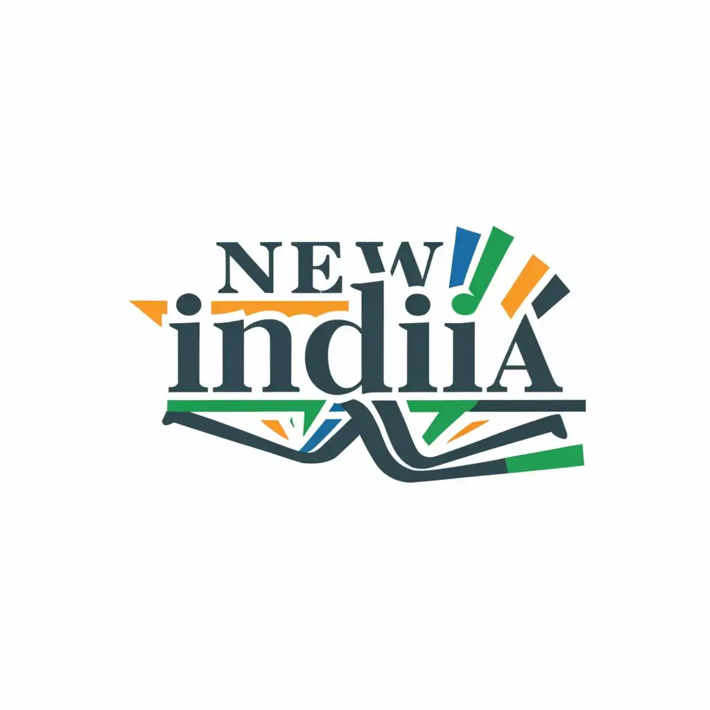 a logo design,with the text "new India", main symbol:news paper logo,Minimalistic,clear background