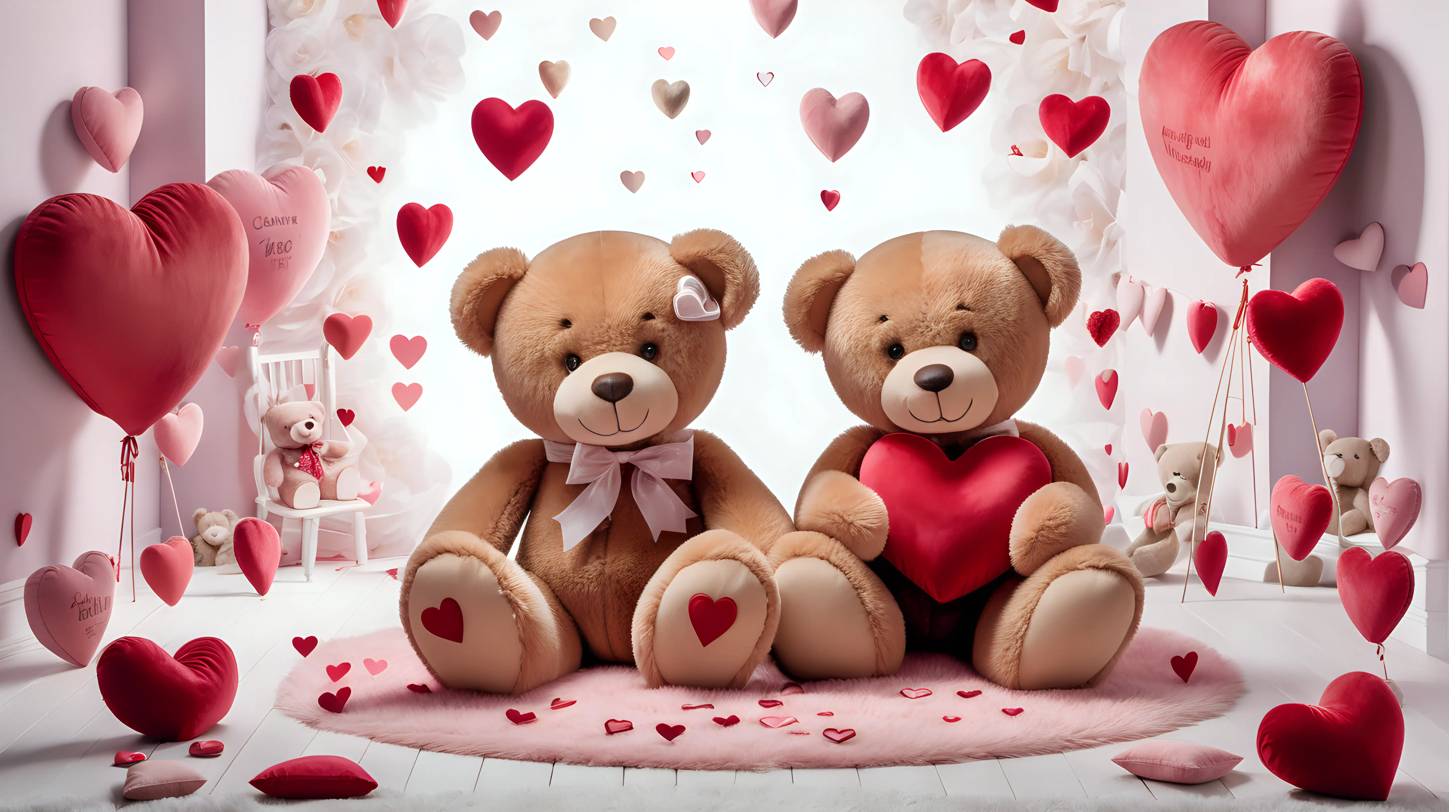 A void surrounded by a delightful array of hearts and cuddly teddy bears, providing a canvas for your expressions of love.