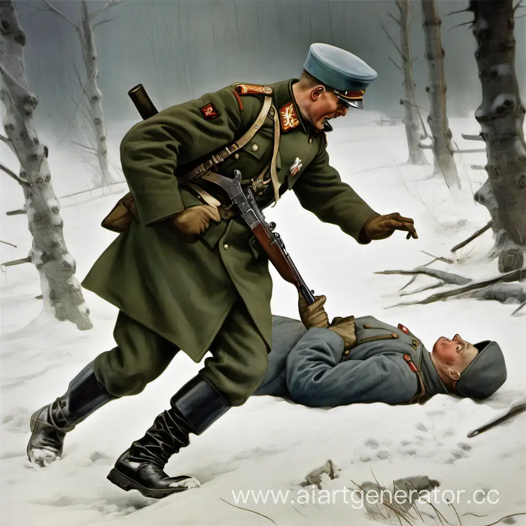русский солдат ударил, не стращая,
Бил, чтоб сбить наверняка немца.
И была как кость большая
В русской варежке рука..