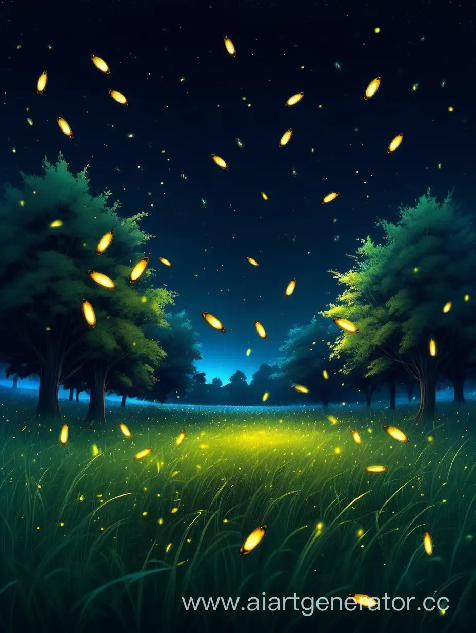 Enchanting-Night-Scene-Radiant-Fireflies-Illuminating-a-Serene-Field