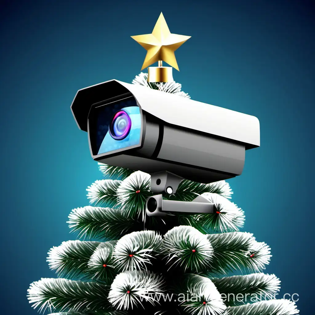 Festive-New-Year-2024-Christmas-Tree-Under-Video-Surveillance
