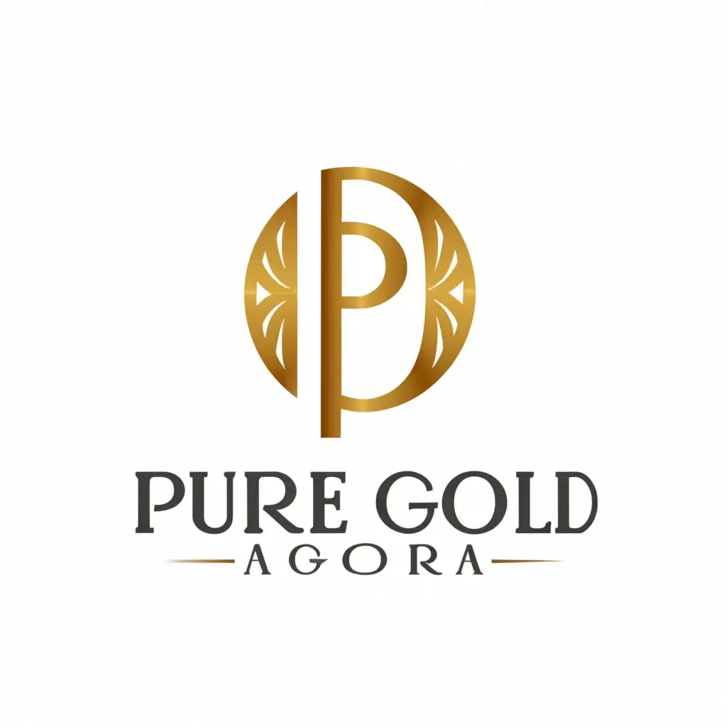 a logo design,with the text "Pure Gold 
Agora", main symbol:Initial,Moderate,be used in Retail industry,clear background